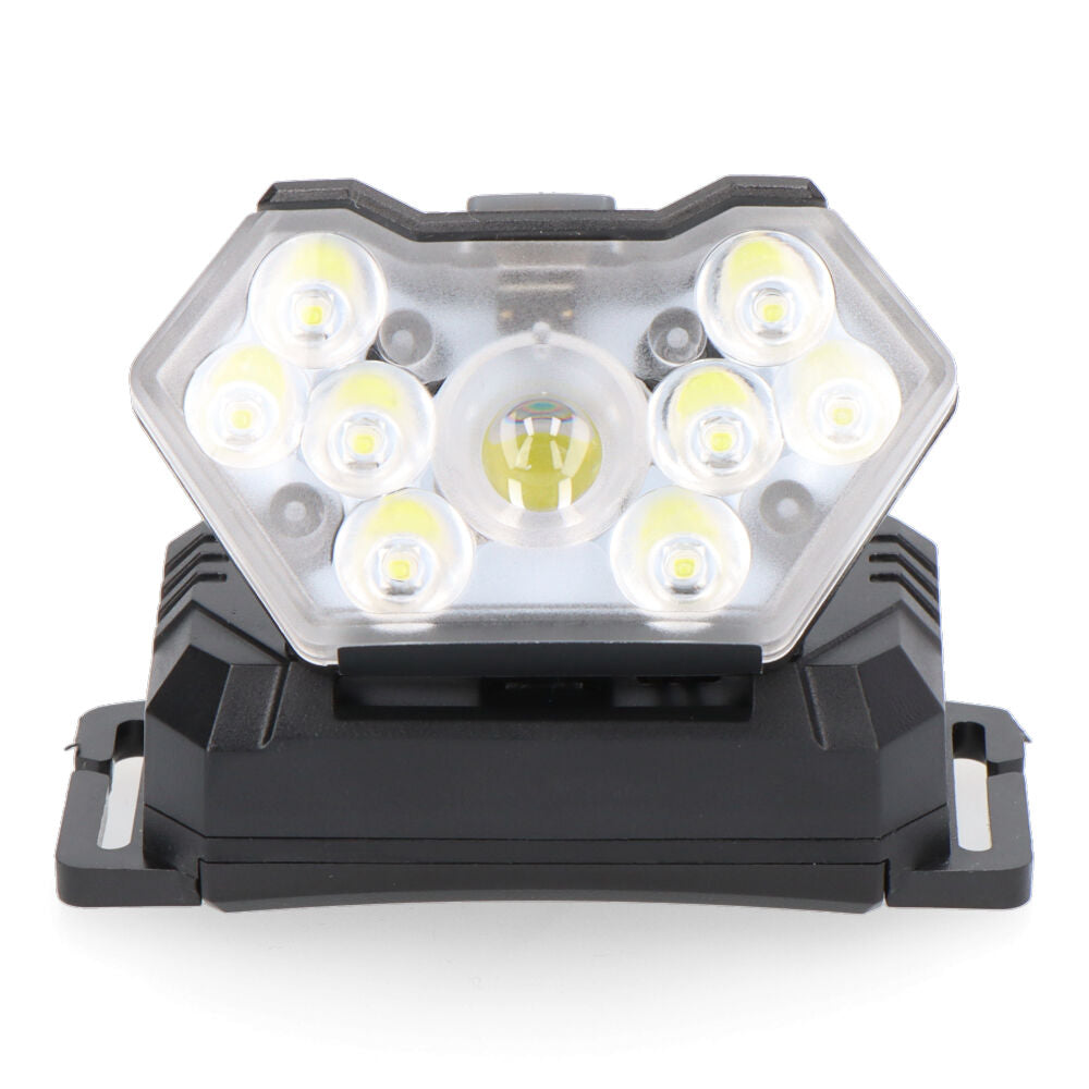 Linterna Frontal LED a pilas con Inclinación Ajustable 400 lm Modos de Emergencia y Doble Fuente de Luz