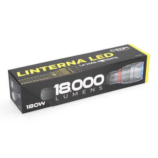Linterna Led alta potencia de 18.000 Lúmenes.