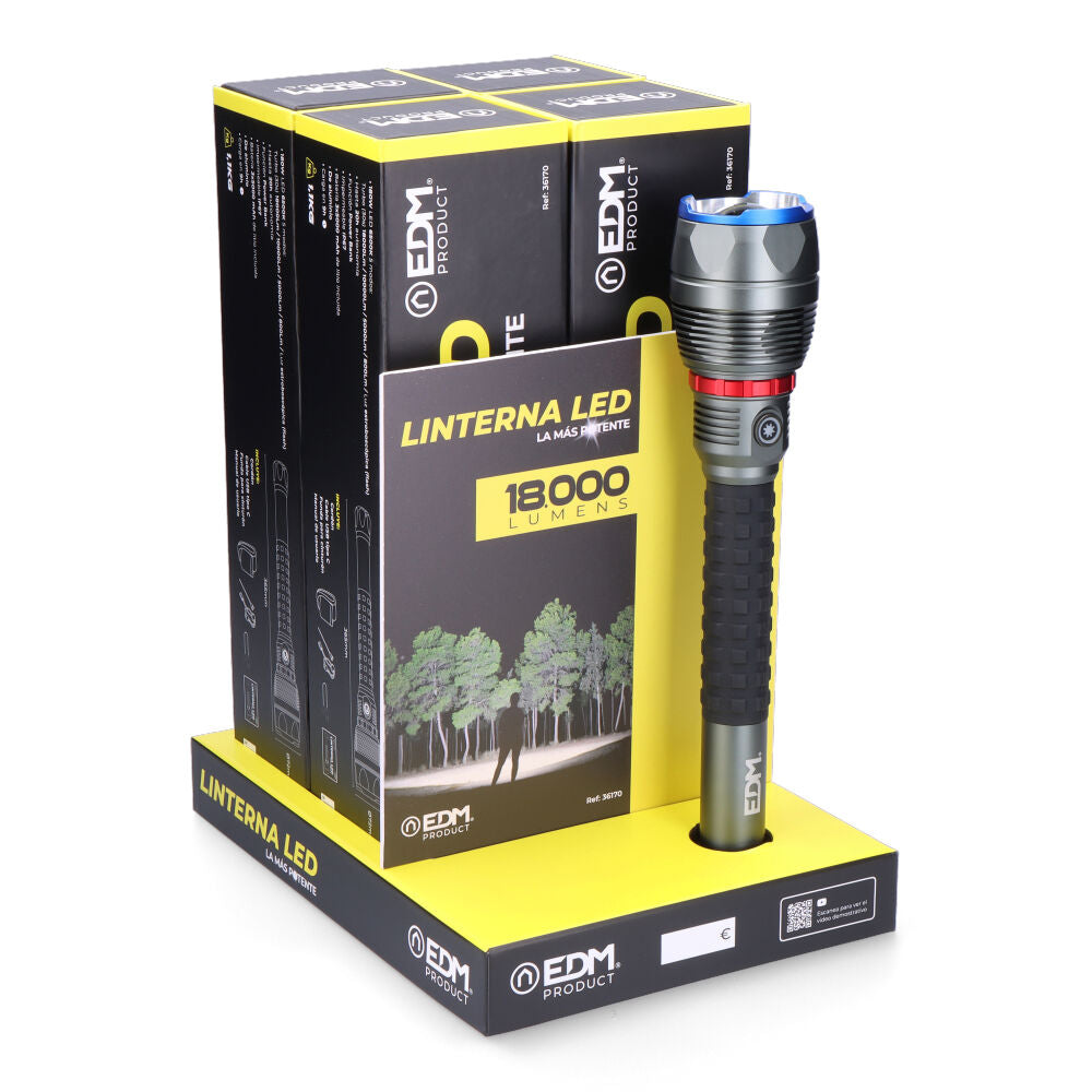 Linterna Led alta potencia de 18.000 Lúmenes.