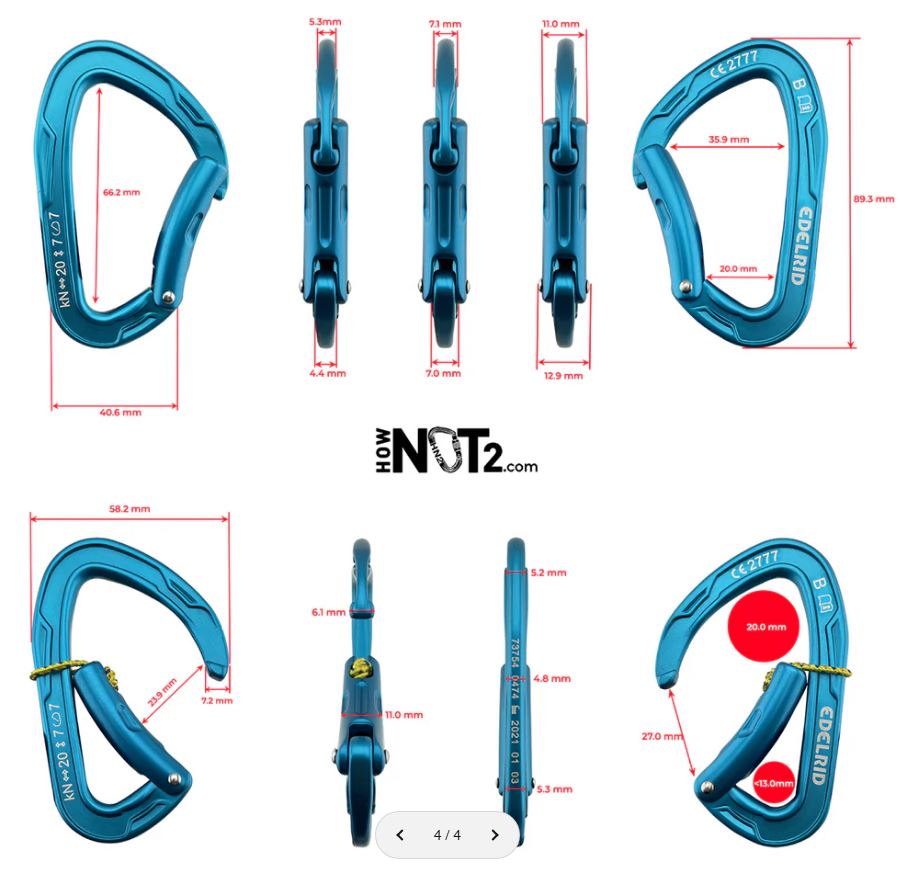 Mission Bent (Icemint) - Mosquetón simple curvo ultraligero