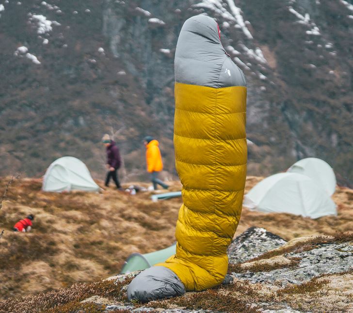 Saco de dormir plumón de pato hidrófugo Robens Couloir 350 -4°C, 795g de peso