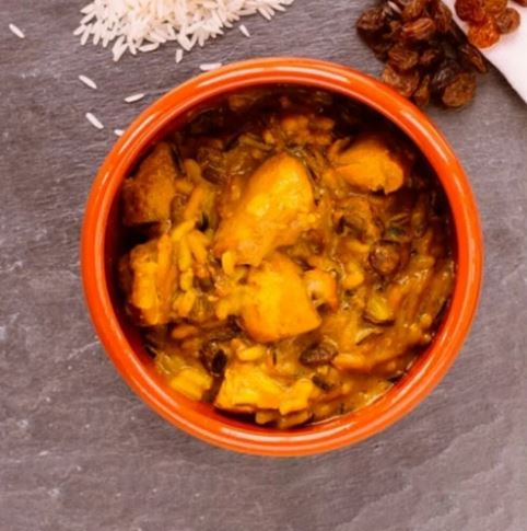 Envelope de refeição preparada de frango Madras com arroz selvagem e de grão longo Forestia