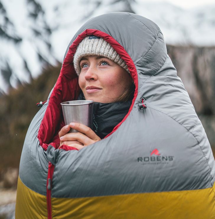 Saco de dormir plumón de pato hidrófugo Robens Couloir 350 -4°C, 795g de peso