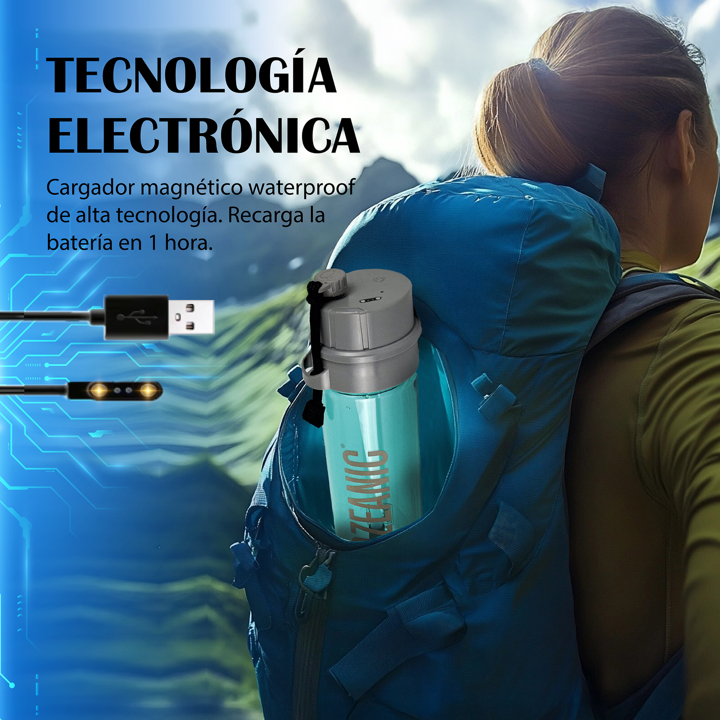 Botella Potabilizadora de agua por Ozono Ozeanic