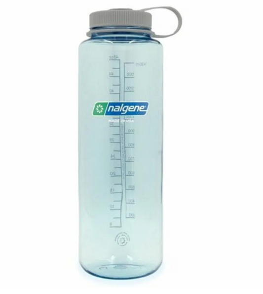 Botella reutilizable 1,5L azul transparente boca ancha Nalgene Sustain