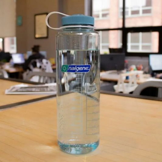 Botella reutilizable 1,5L azul transparente boca ancha Nalgene Sustain