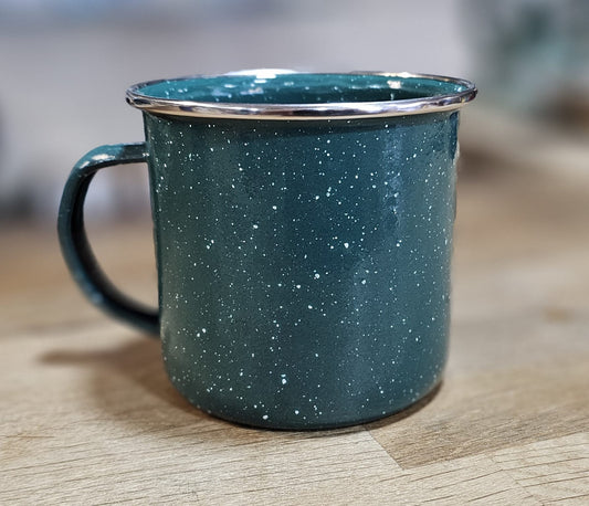 Taza de camping y senderismo esmaltada.