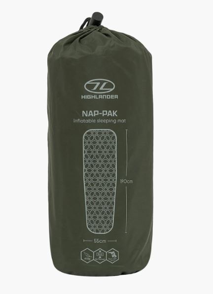 Colchoneta inflable aislante para camping y senderismo Highlander NAP-PAK.