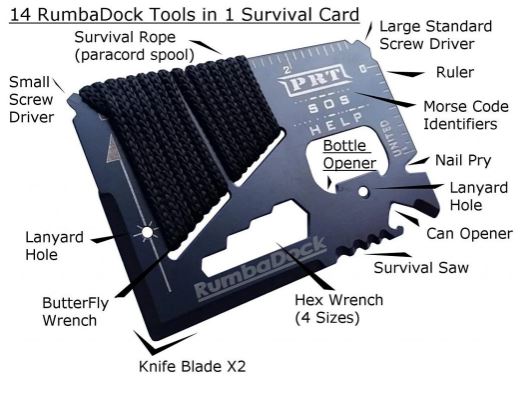 Tarjeta multiusos de supervivencia con cuerda