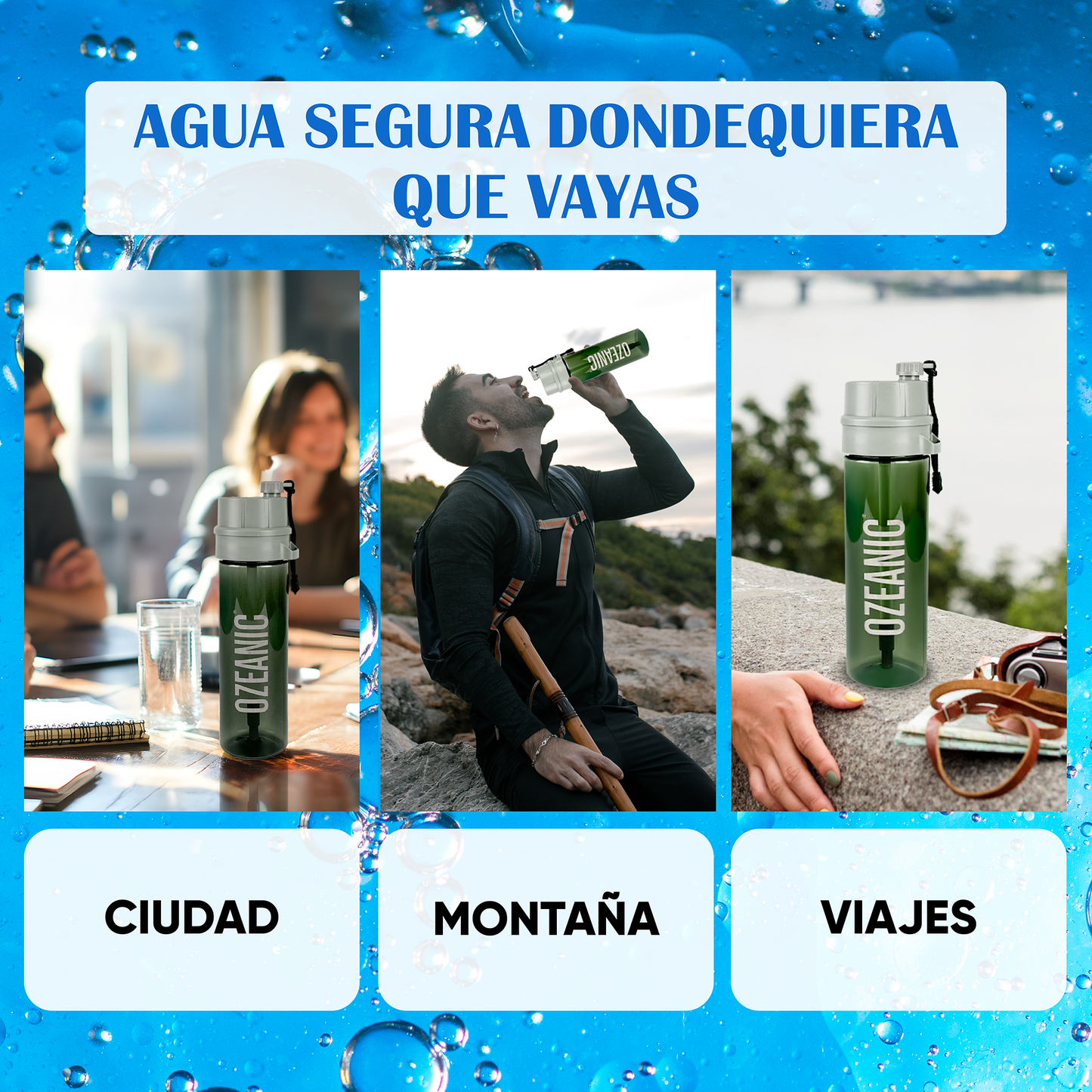 Botella Potabilizadora de agua por Ozono Ozeanic